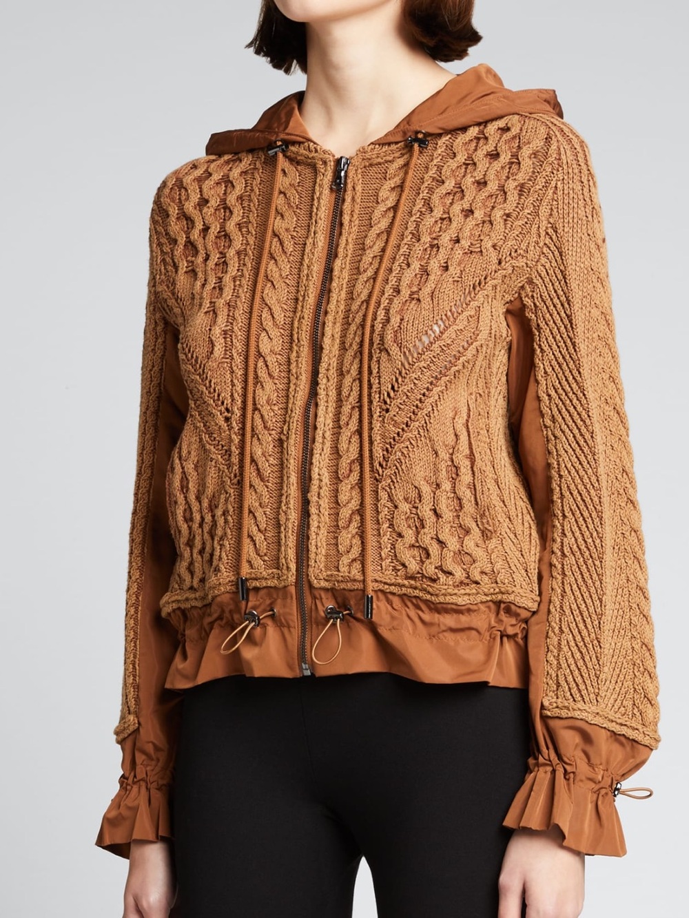 Kobi Halperin Lynne Mixed KnotTan Zip Up Jacket Size Small